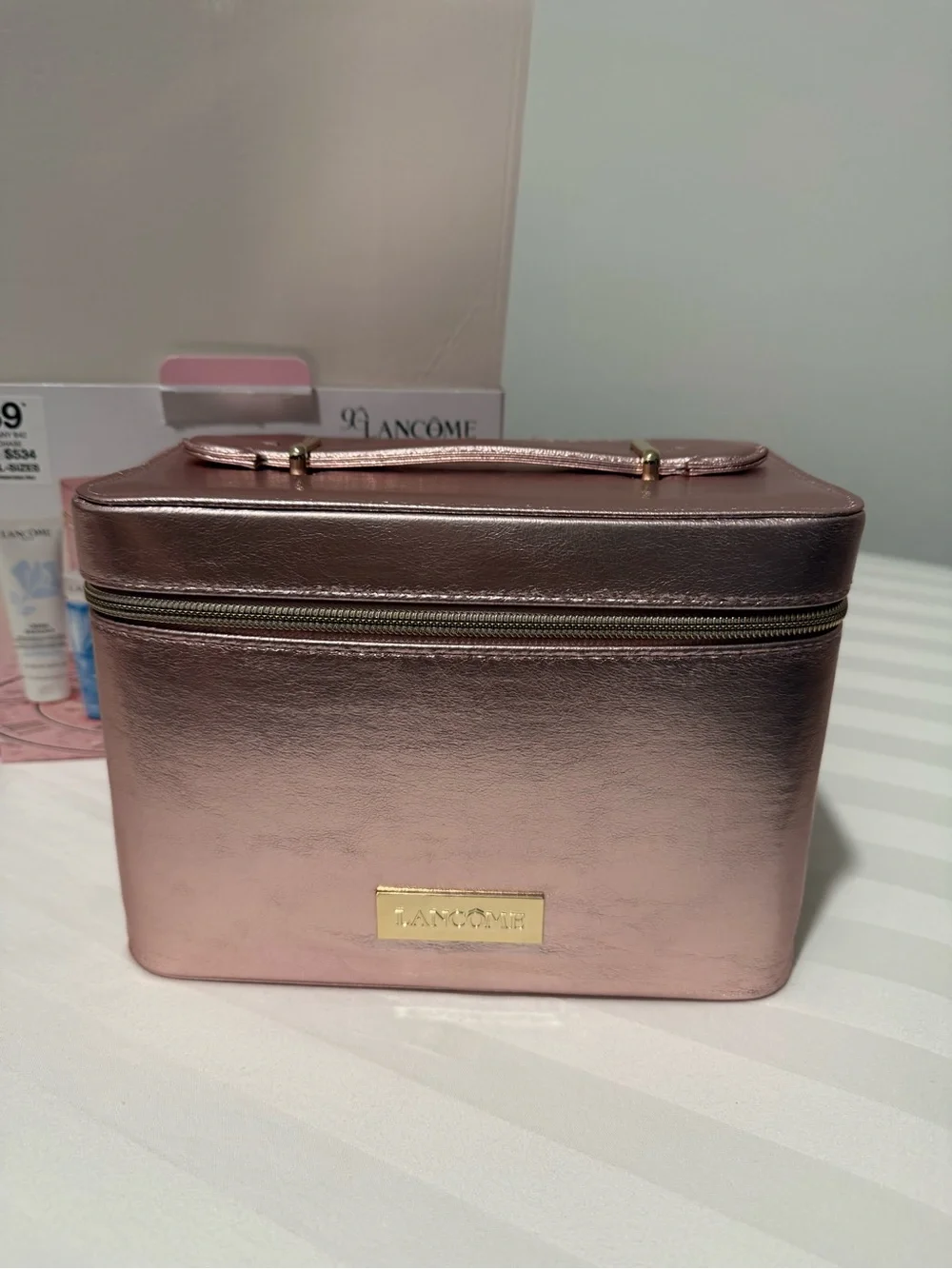 Lancome Pink Cosmetic Travel Case & Makeup Holiday Set